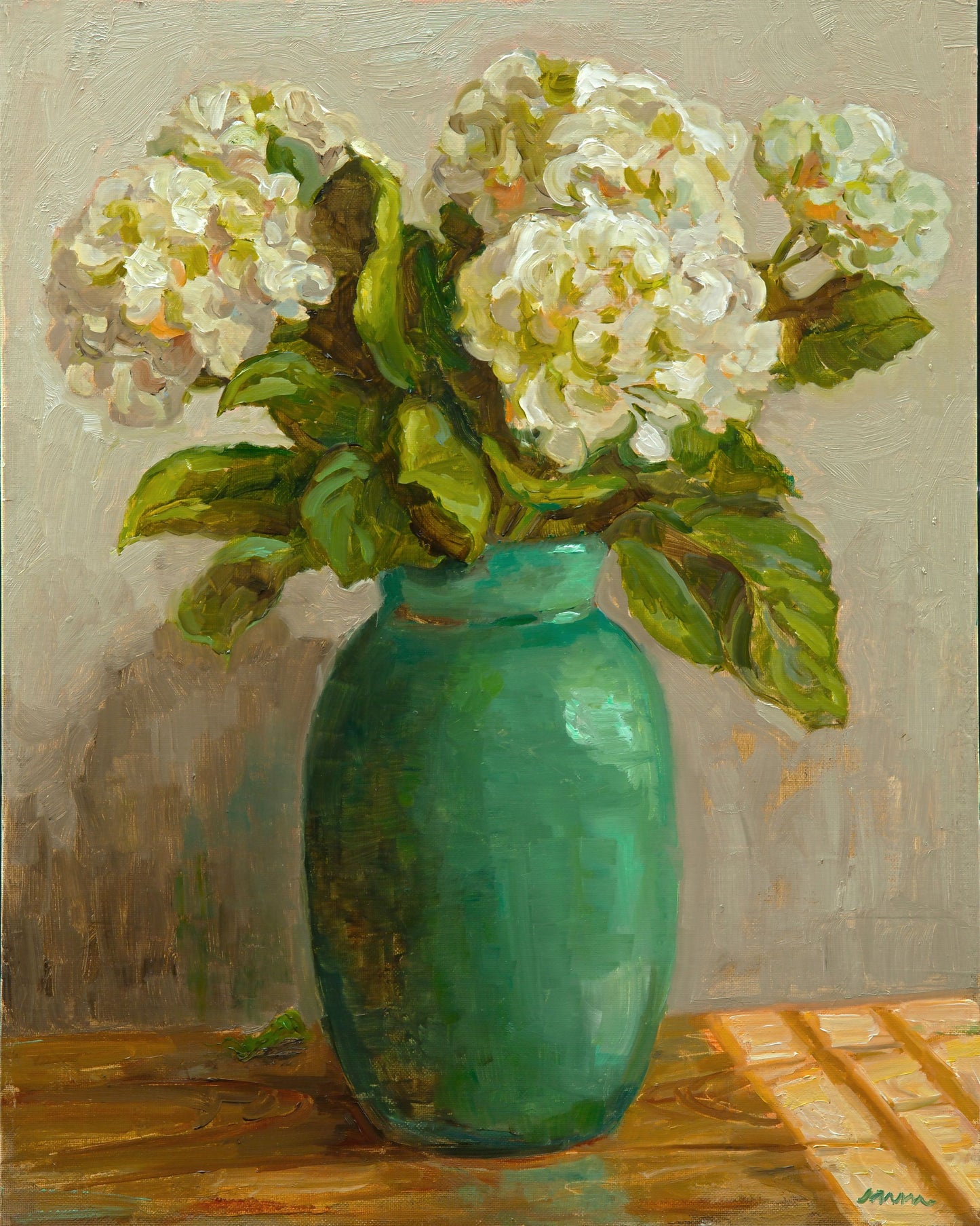 Vase of Hydrangeas