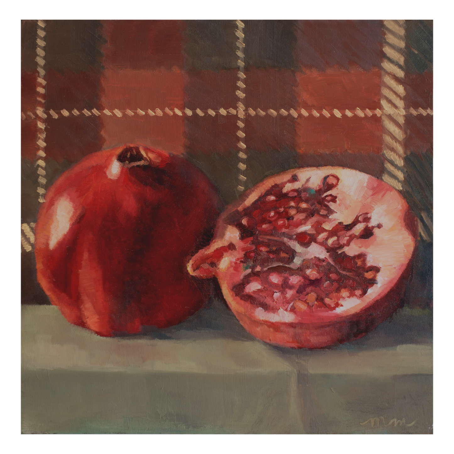 "Pomegranates on Plaid" FINE ART PRINT